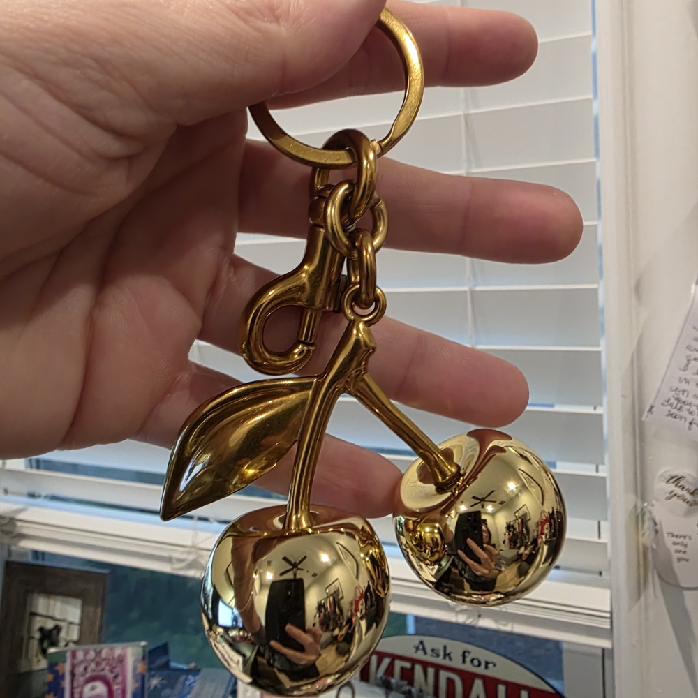 Boutique Gold Cherry Keychain New No Tags